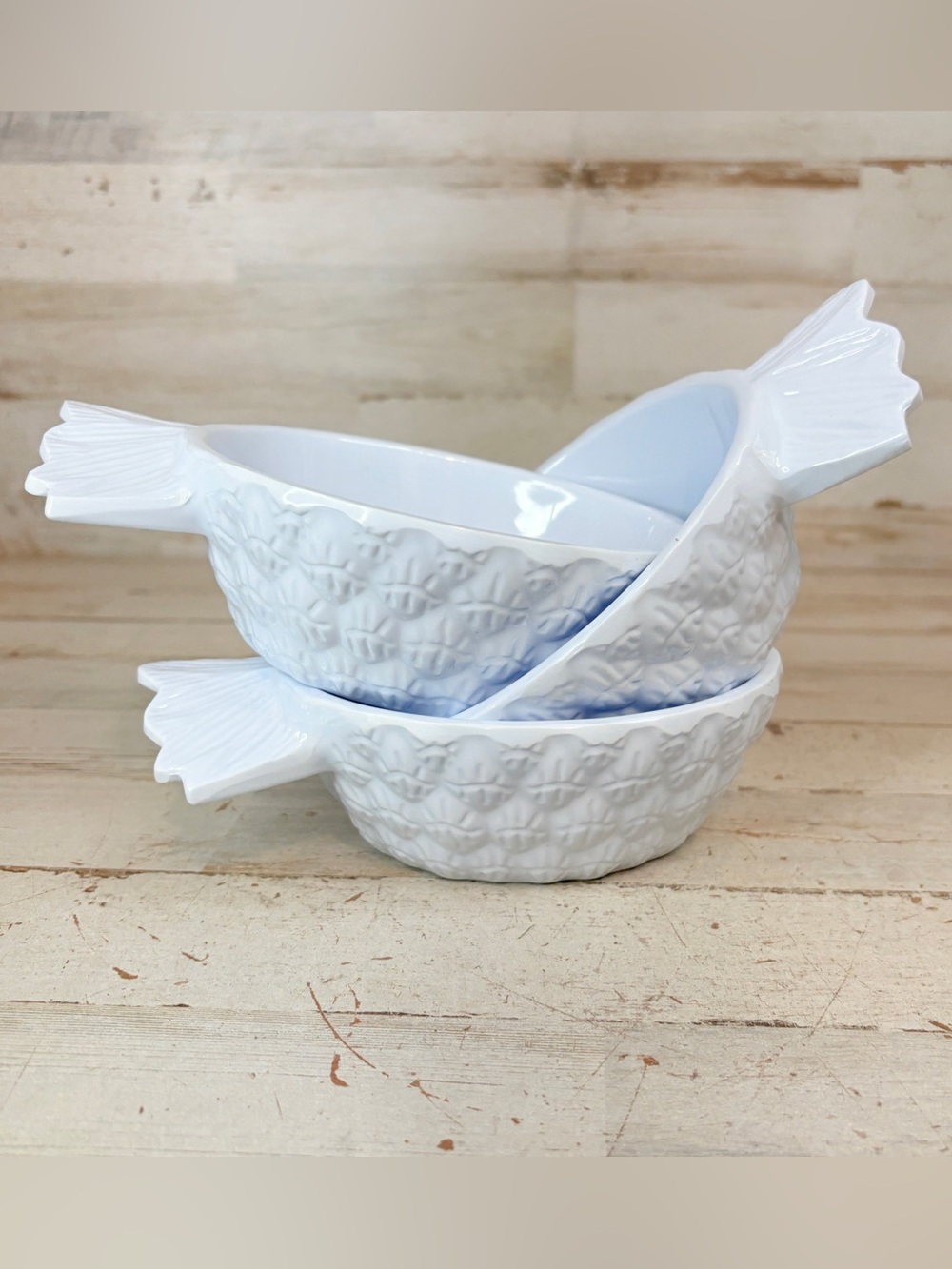Lot Of 3 At Home Melamine White Pineapple Serving Bowl Dip Candy Dish